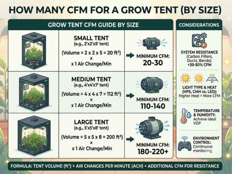 How Many CFM for a Grow Tent? CFM Guide by Tent Size 