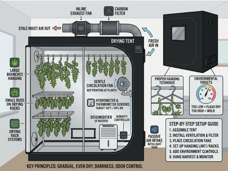 How to Set Up a Grow Tent for Drying: Complete Step-by-Step Guide