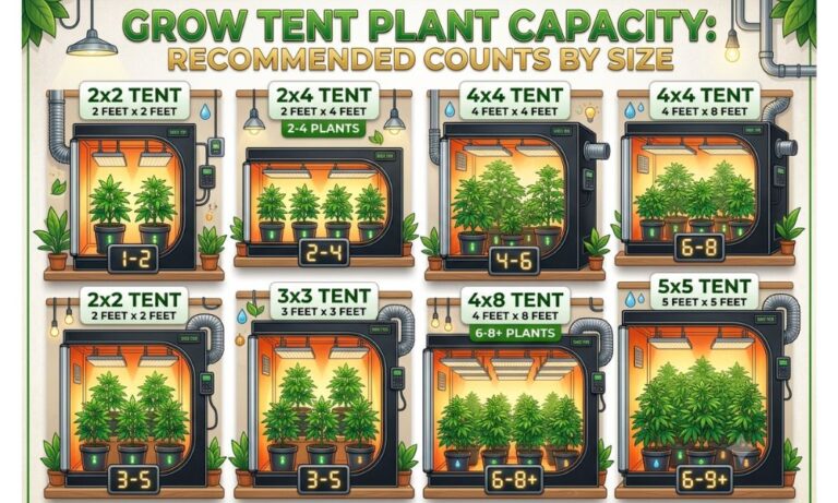 how many plants fit in a grow tent (2x2/2x4/3x3/4x4/4x8/5x5)