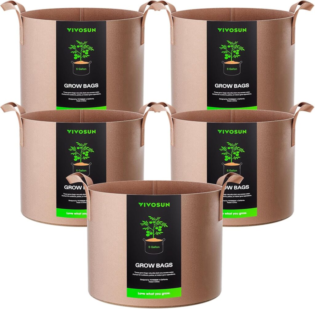 VIVOSUN 5-Pack 5-Gallon Grow Bags