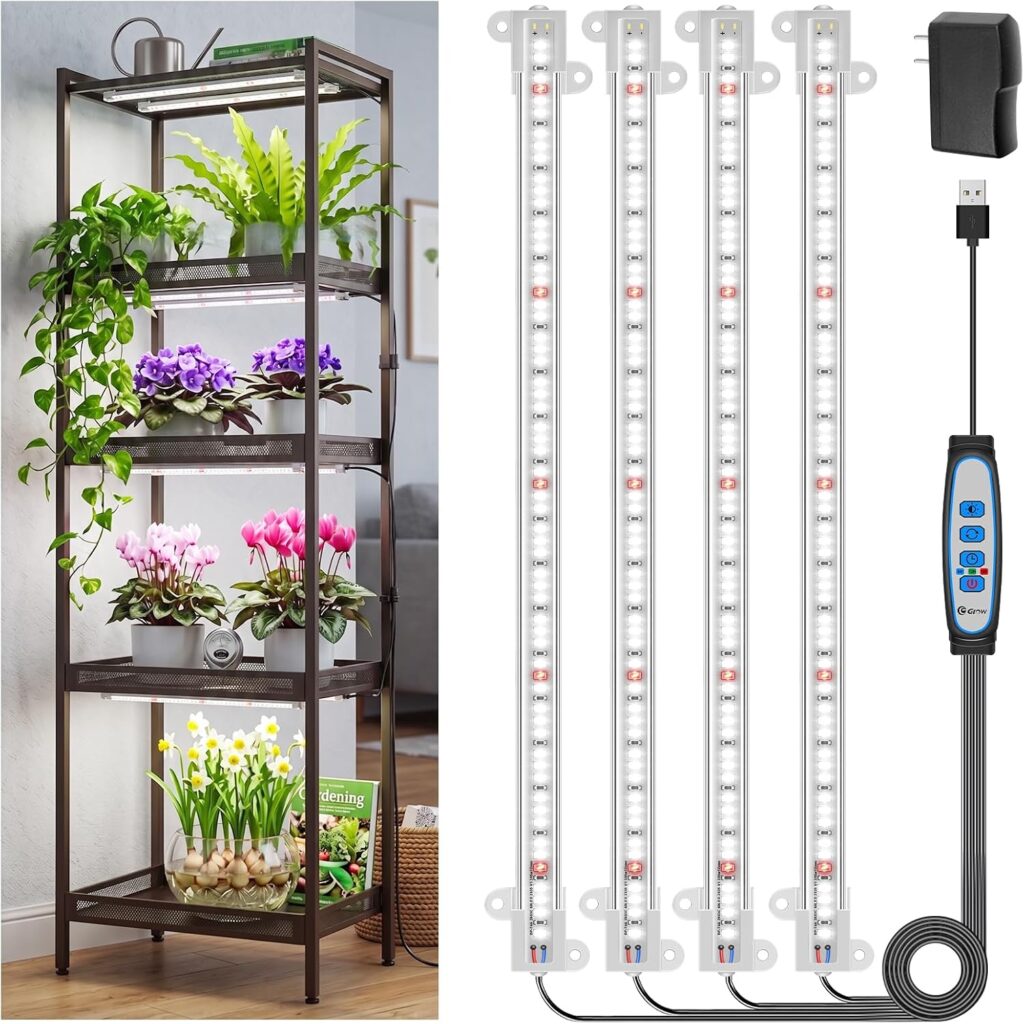 Wiaxulay 15W Full Spectrum Grow Light Strips, 4-Bar Set