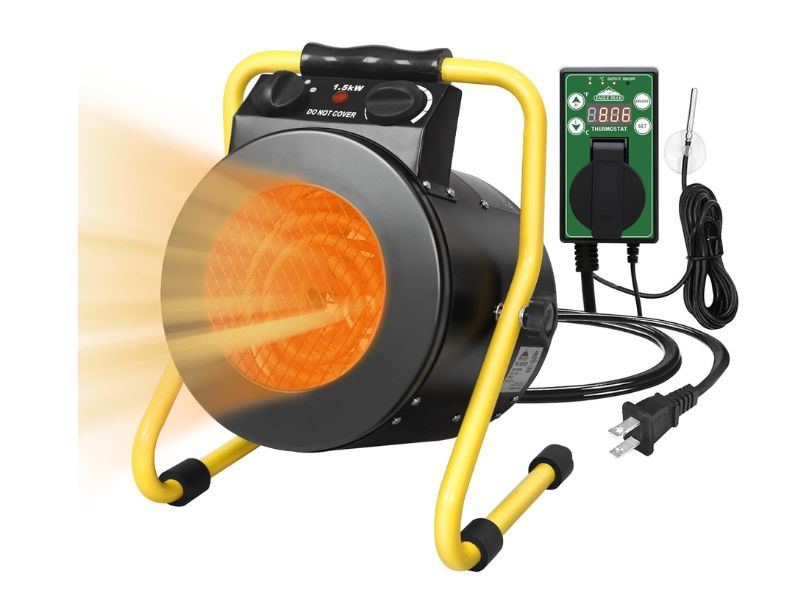EAGLE PEAK 1500W Greenhouse Heater With Thermostat— Best for Large Grow Tents