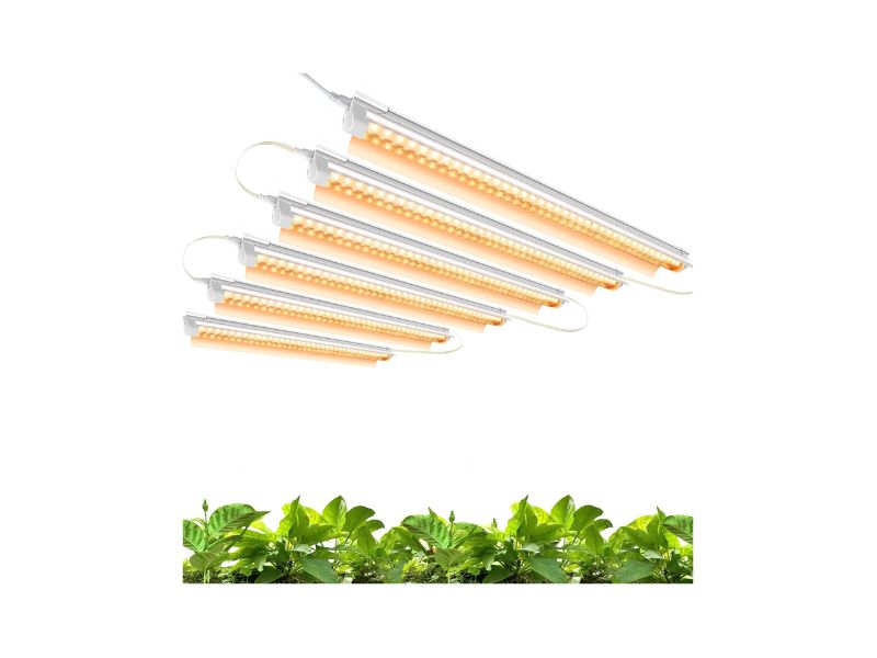 Monios-L T8 2-Foot Full Spectrum LED Grow Lights, 6-Pack