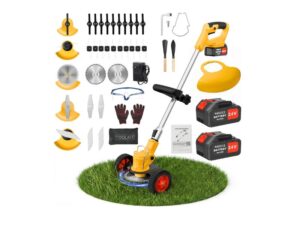 ALSO GO 24V Electric Weed Wacker with Blades and Wheels- Best for Thick Weeds