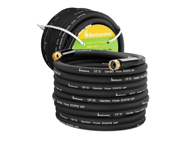 Beitopamz 150 ft 5/8-Inch Heavy-Duty Hybrid Garden Hose- Best Flexible Hybrid