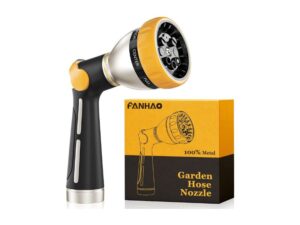 FANHAO Heavy-Duty Metal 8-Pattern Garden Hose Nozzle- Best Heavy-Duty Metal Option
