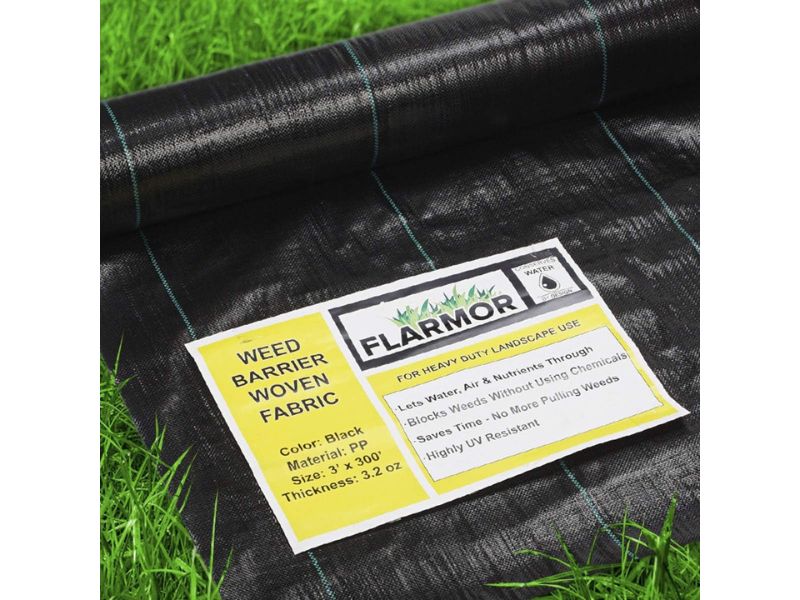 FLARMOR 3FT x 300FT 3.2oz Heavy Duty Landscape Fabric- Best for Long Garden Rows