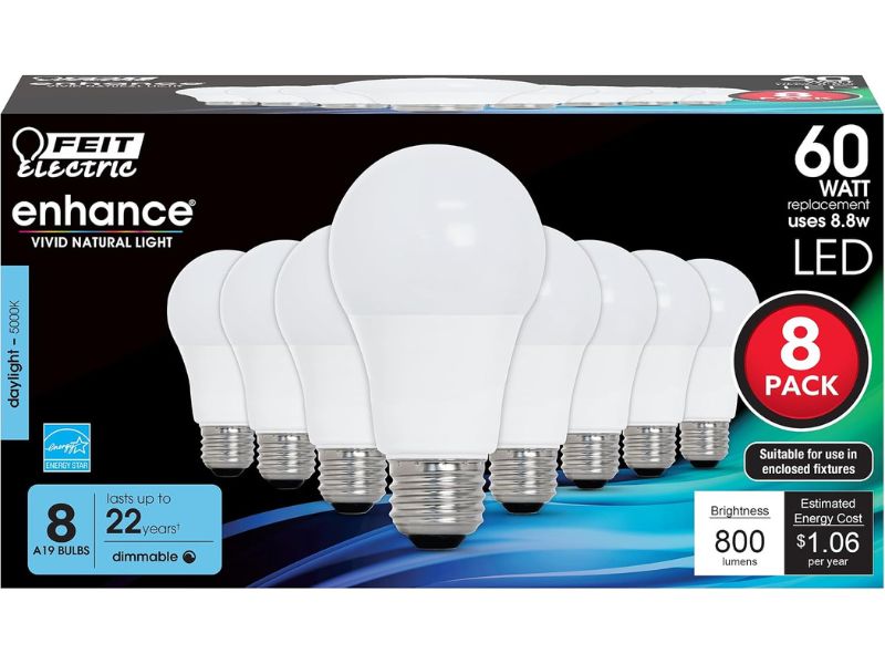 Feit Electric A19 60W Equivalent Daylight LED Bulbs