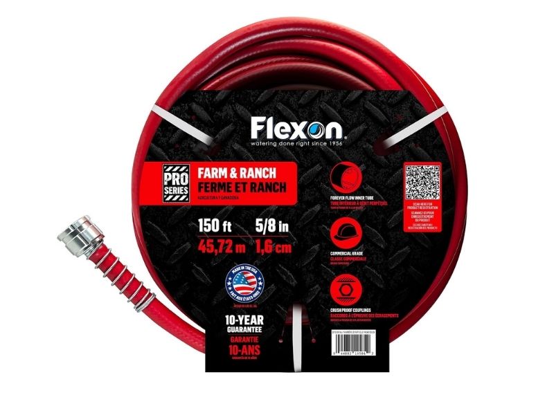Flexon 5/8 x 150ft Farm & Ranch Garden Hose- Best for Farm and Ranch Use