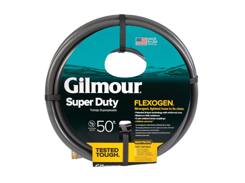 Gilmour Flexogen 5/8-Inch x 50-Foot Super Duty Garden Hose- Best Reinforced Value Pick
