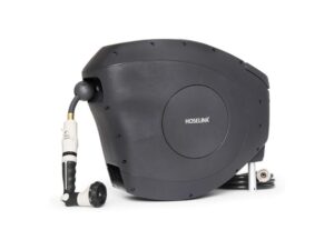 HOSELINK Classic Charcoal 82FT Hi-Flow Retractable Hose Reel- Best Premium Post-Mount Setup