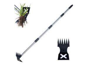 NICOFPHY 60-Inch 2-in-1 Long Handle Weed Puller Rake and Hoe- Best for Large Garden Beds