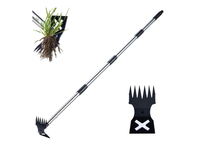 NICOFPHY 60-Inch 2-in-1 Long Handle Weed Puller Rake and Hoe- Best for Large Garden Beds