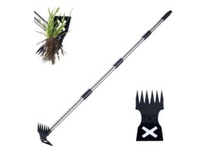 NICOFPHY 60-Inch Weed Puller Tool with Garden Hoe and Rake- Best for Large Areas