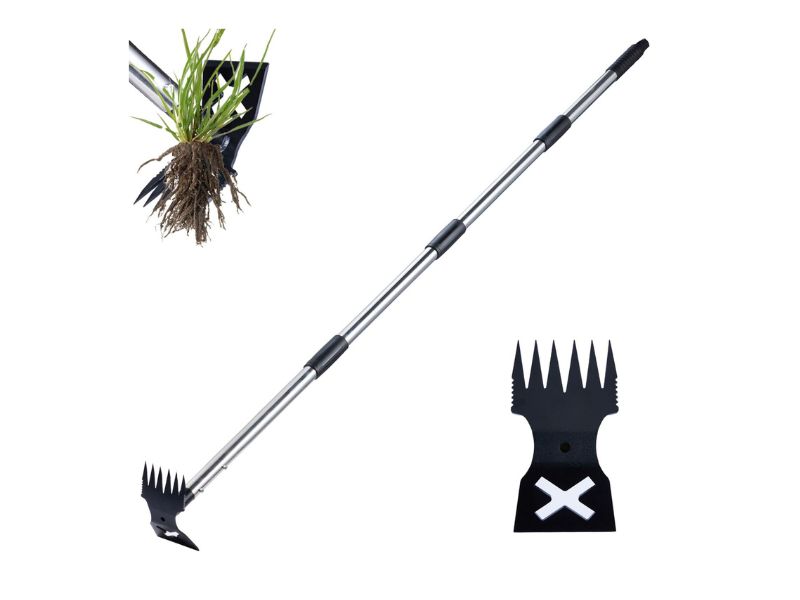 NICOFPHY 60-Inch Weed Puller Tool with Garden Hoe and Rake- Best for Large Areas