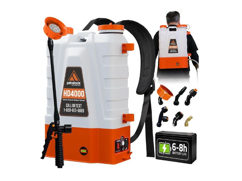 PetraTools HD4000 4-Gallon Battery Powered Backpack Sprayer- Best Overall