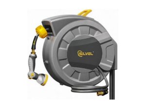 SILVEL 90FT Automatic Retractable Garden Hose Reel on Metal Spike- Best 90-Foot Option