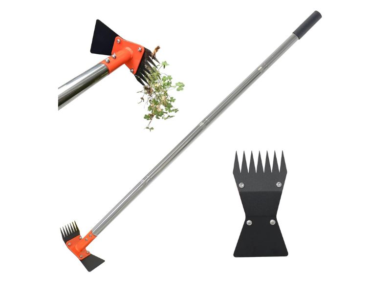 WELLOPLO 60-Inch 2-in-1 Garden Hoe and Weed Puller Rake- Best 2-in-1 Tool